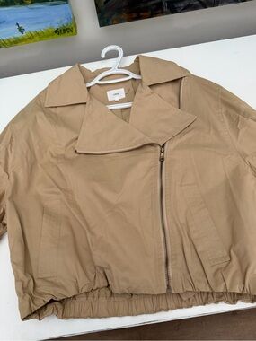 Lena Tan Cropped Bomber Jacket